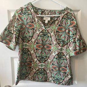 Ann Taylor Loft Floral  Blouse Romantic Top Blouse Bell Sleeve- Size XS